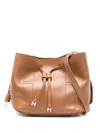 Hogan Structured Leather Shoulder Bag With Adjustable Strap In Brown