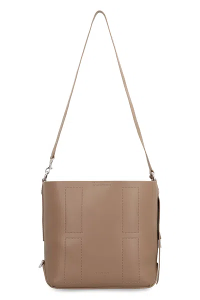 Hogan Mini Hocket Piccola Calf Leather Hobo Handbag (28cm X 26cm X 11cm) In Turtledove