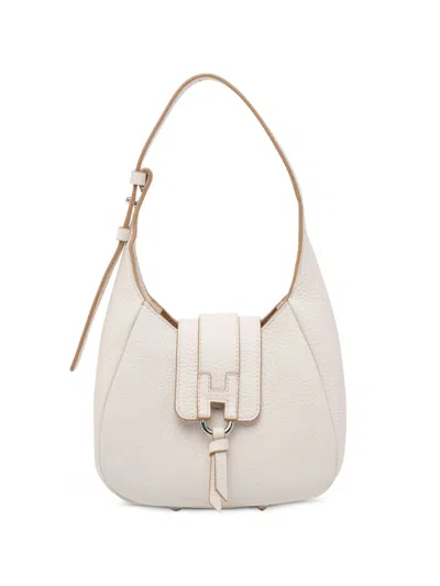 Hogan Mini Leather Hobo Bag In Neutral