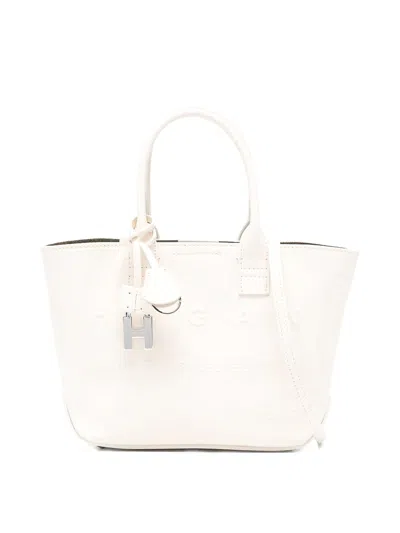 Hogan Mini Leather Tote Bag In White