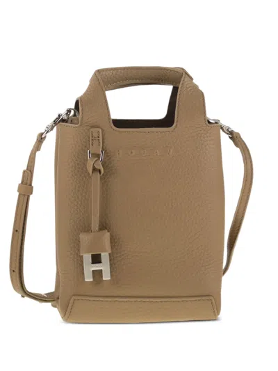 Hogan Mini Logo-charm Tote Bag In Neutral