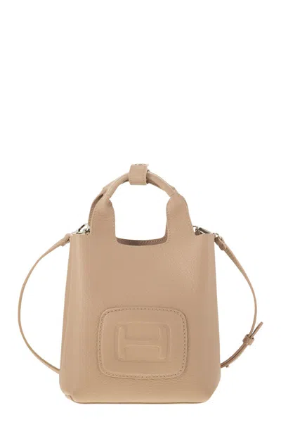 Hogan H-bag Mini Shopping H Embossed Beige Rosato In Pinkish Beige