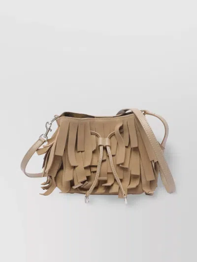 HOGAN MINI SUEDE FRINGE BUCKET BAG