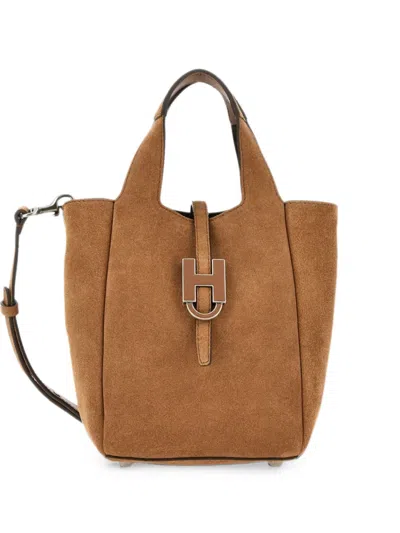 Hogan Mini Suede Tote Bag In Brown