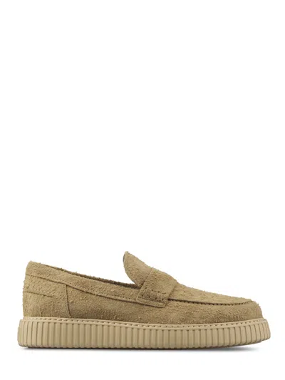 Hogan Minimalist Slip-on Flat Shoes With Textured Upper In Brown