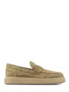 Hogan Minimalist Slip-on Flat Shoes With Textured Upper In Brown
