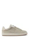 Hogan Minimalist Suede Sneakers With Perforated Detailing In Green