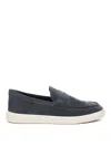 Hogan Suede Moccasin With Stitched Mask In Blue