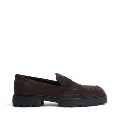 Hogan Mocassino Camoscio Marrone Carroarmato In Dark