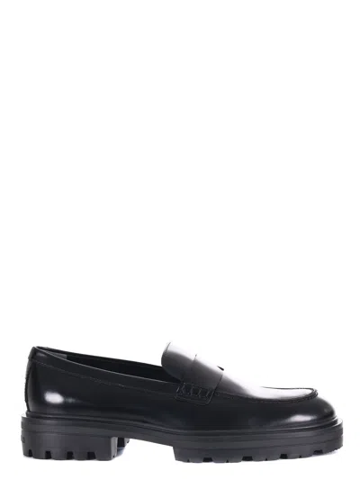 Hogan H673 Leather Loafers In Black