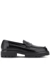 Hogan Leather Loafers With Chunky Sole And Glossy Finish In Black
