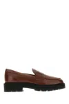 Hogan Leather Loafers With Round Toe And Rubber Sole In Brown