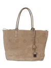 Hogan Mud-colored Suede Tote With Leather Details In Brown