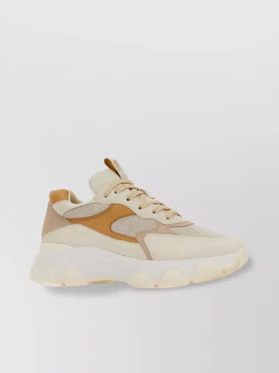 Hogan Multicolor Leather And Fabric Hyperactive Sneakers In Brown
