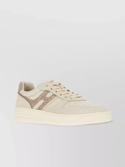 Hogan Multicolor Leather Sneakers Glitter Detail In Neutral