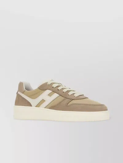Hogan Multicolor Suede And Fabric Sneakers H630 In Brown