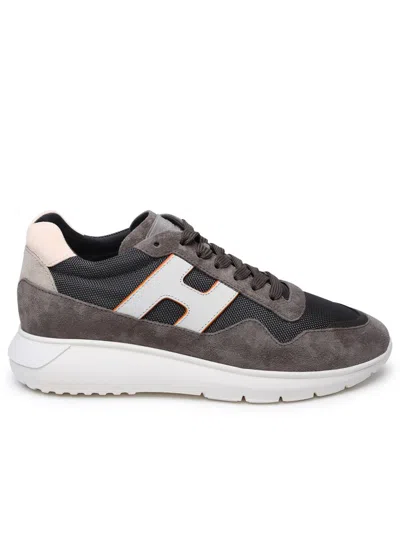 Hogan Multicolor Suede Blend Sneakers In Grey