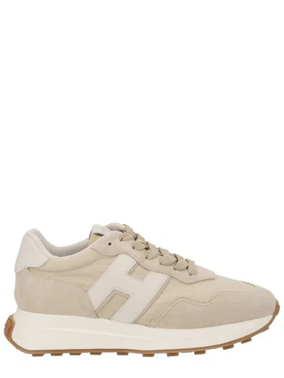 Hogan Multicolour Calfskin Sneaker In Neutral