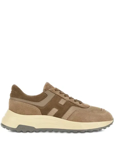 Hogan Multicolour Calfskin Sneaker In Brown