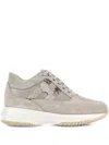 Hogan Interactive Suede Sneakers With Sequins In Neutral