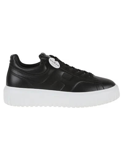 Hogan Nappa Leather H-stripes Sneakers In Black