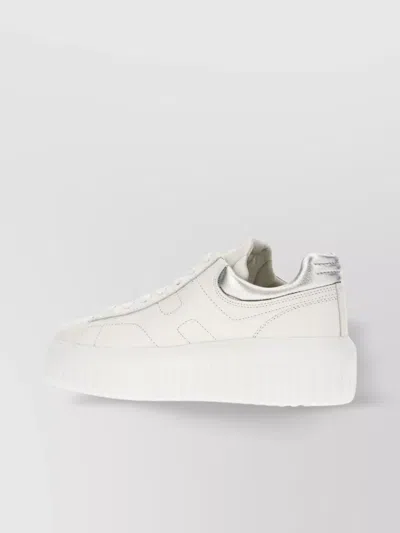 Hogan Nappa Leather Rebel Sneakers With Contrasting Heel In White