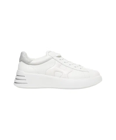 HOGAN HOGAN NAPPA LEATHER 'REBEL' SNEAKERS WITH GLITTER ACCENTS