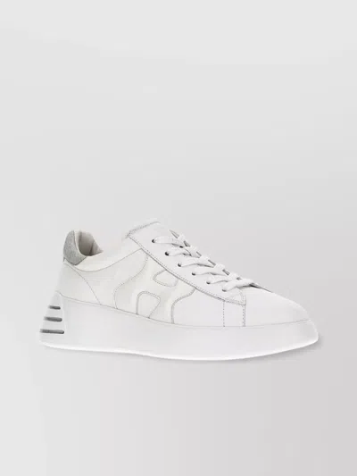 Hogan Nappa Leather Rebel Sneakers With Jewel Heel In White