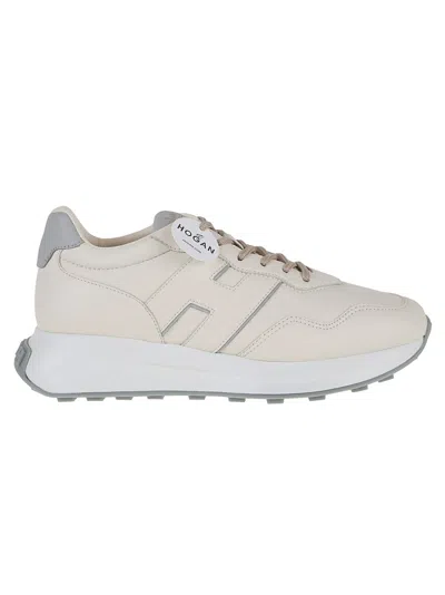 Hogan Nappa Leather Sneakers With H-detail In White
