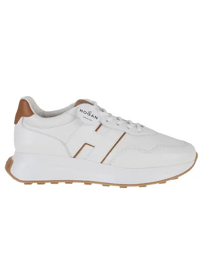 Hogan Nappa Leather Sneakers With H-shaped Stud Tread In White