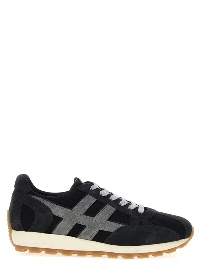 Hogan Navy Blue Lace Up Sneakers In Black