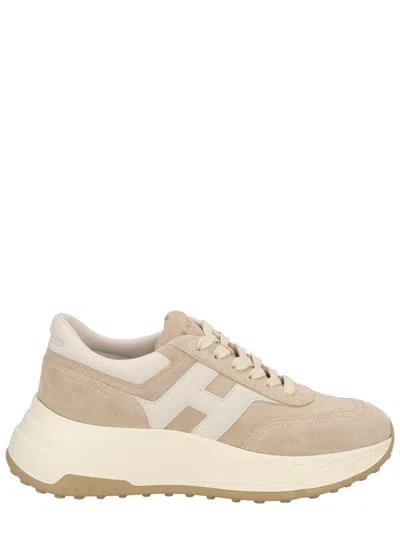 Hogan Neutrals Hi-fi Suede Layered Sneakers In Multi