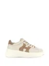 Hogan Leather Sneakers Rebel Panelled Platform Round Suede In White