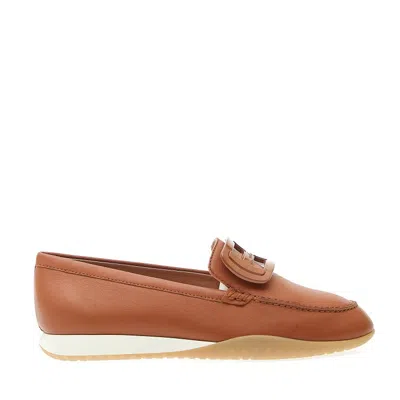 Hogan Olimpia Z Moccasin In Tan Leather In Brown