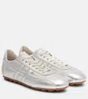 Hogan Olympia Metallic Leather Sneakers In Silver
