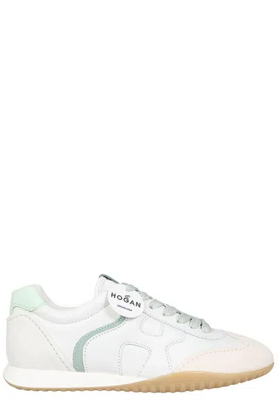 Hogan Olympia-z Leather And Suede Sneakers In Suf Bianco Azzurro