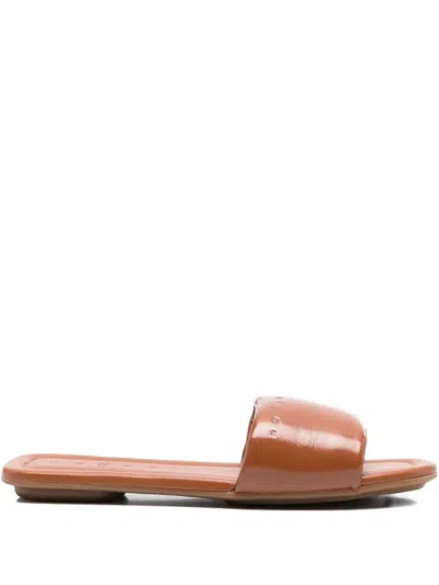 Hogan Padded Leather Sandals In Brown
