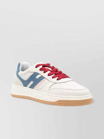 Hogan Panel Stitched Sneakers Perforated Toebox In Brown