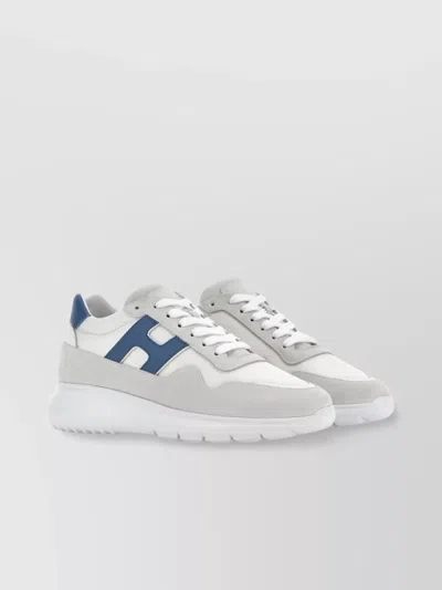 Hogan Panelled Almond Toe Sneakers With Ergonomic Design In White