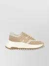 Hogan Panelled Design Leather Sneakers With Ridged Sole