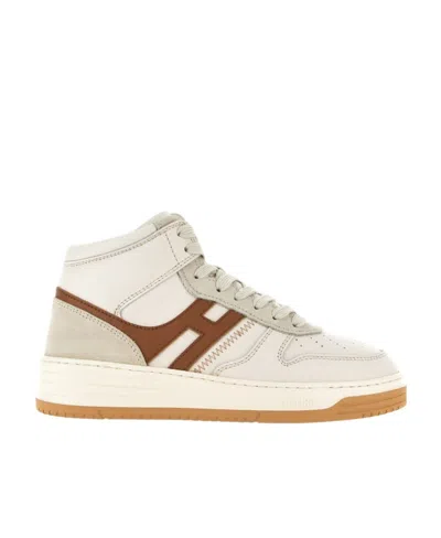 Hogan Panelled High-top Sneakers In Nude