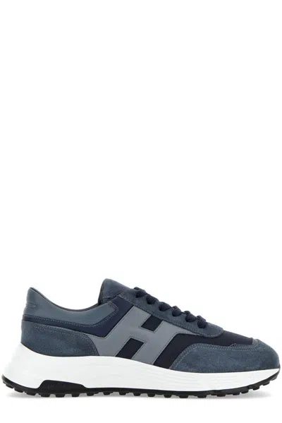 Hogan Panelled Low-top Sneakers In Blue