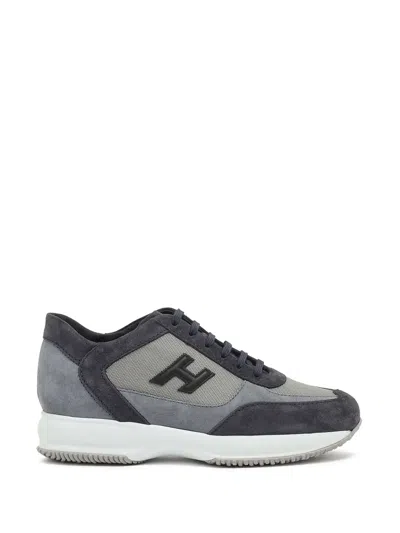 Hogan Interactive Sneakers In Suede And Smooth Leather With Technical Fabric Inserts In Black