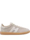Hogan Patch Logo Suede Trainers In Neutral
