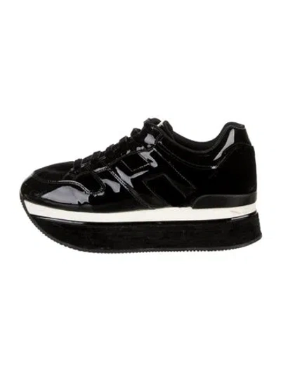 Pre-owned Hogan Patent Leather Chunky Sneakers In Black