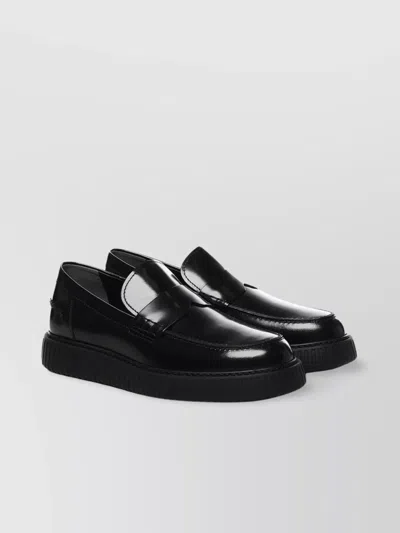 Hogan Patent Leather Loafers Rubber Sole In Black