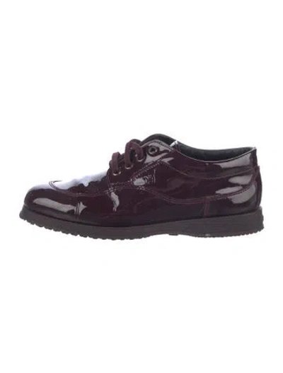 Pre-owned Hogan Patent Leather Oxfords In Burgundy
