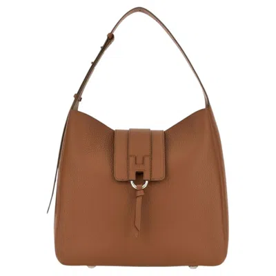 Pre-owned Hogan Pebble Grain Leather Shoulder Bag � Brown