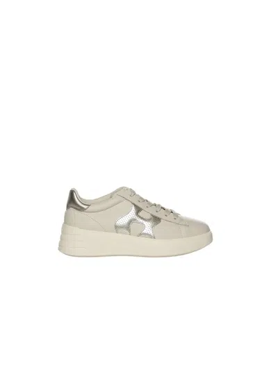 Hogan Perforated Cream Sneakers With Cushioned Sole In Multi