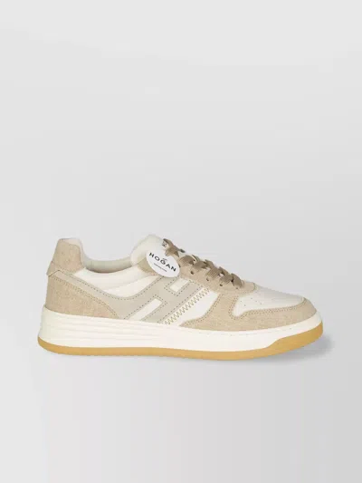 Hogan Perforated Low-top Leather Sneakers In Gold